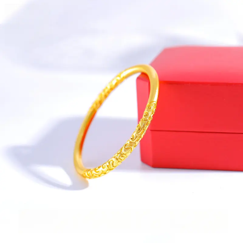 Sand Gold, Curly Grass Pattern, Thick Wall, Bracelet, Gift Giving, Ancient Method, Bracelet, Women's Bracelet.