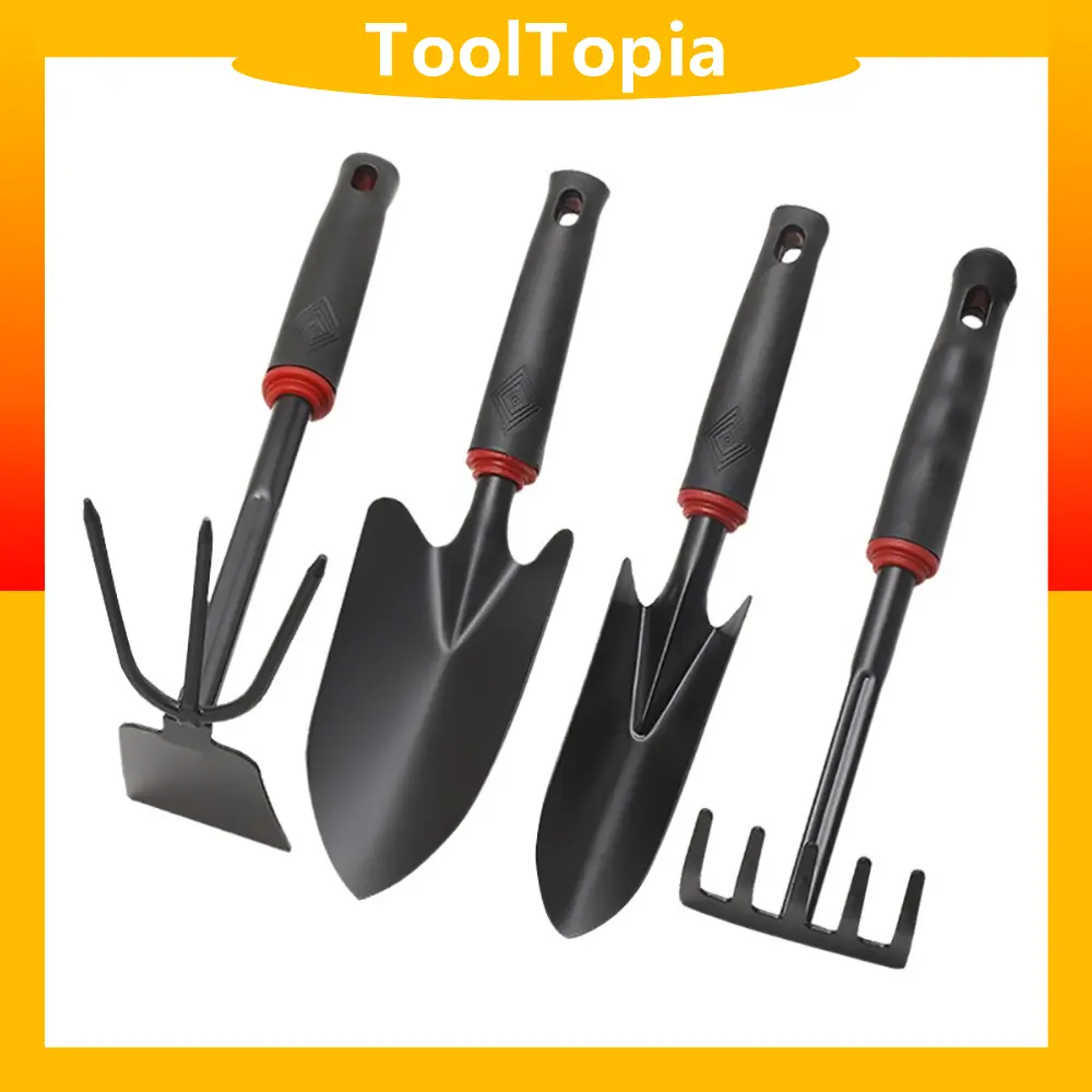 ToolTopia｜ Mini Garden Tools Set 4 Pieces Gardening Hand Kits Shovel Rake Spade for Small Flower Plants
