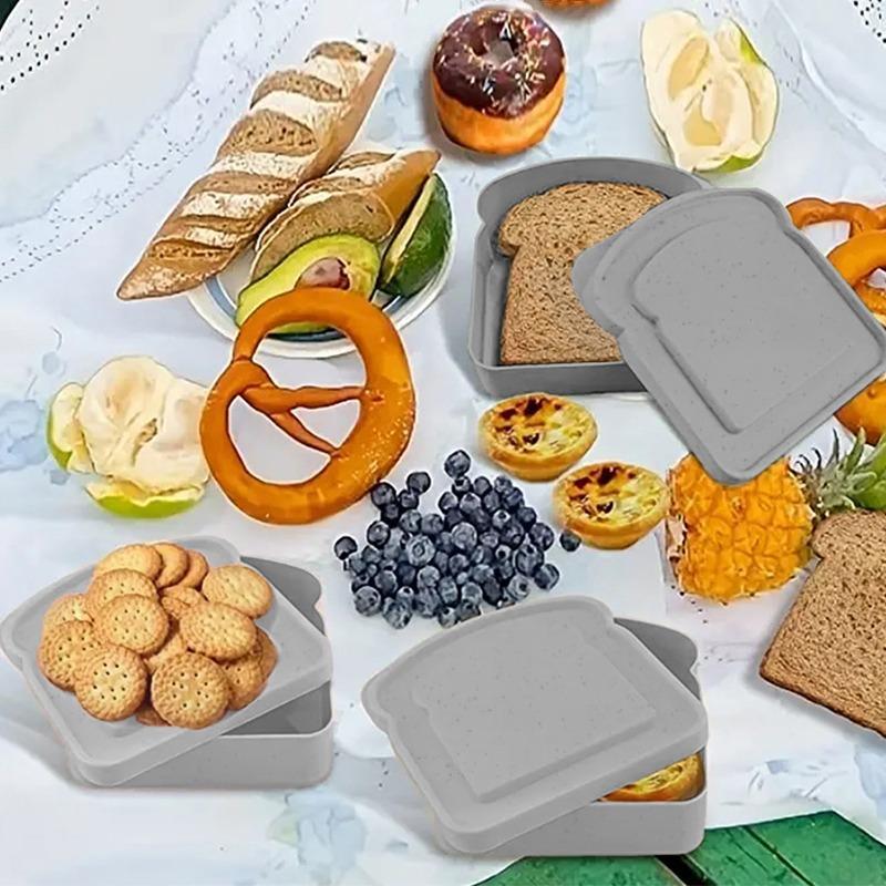 Portable Sandwich Box, 1 Count Bamboo Fiber Bread Storage Box, Food Storage Container For Home Kitchen, Spring Festival Supply for Home & Holiday, Kitchen Accessories 2