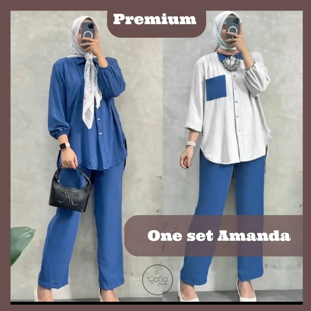 Amanda One Set Premium | Setelan Crinkle Airflow