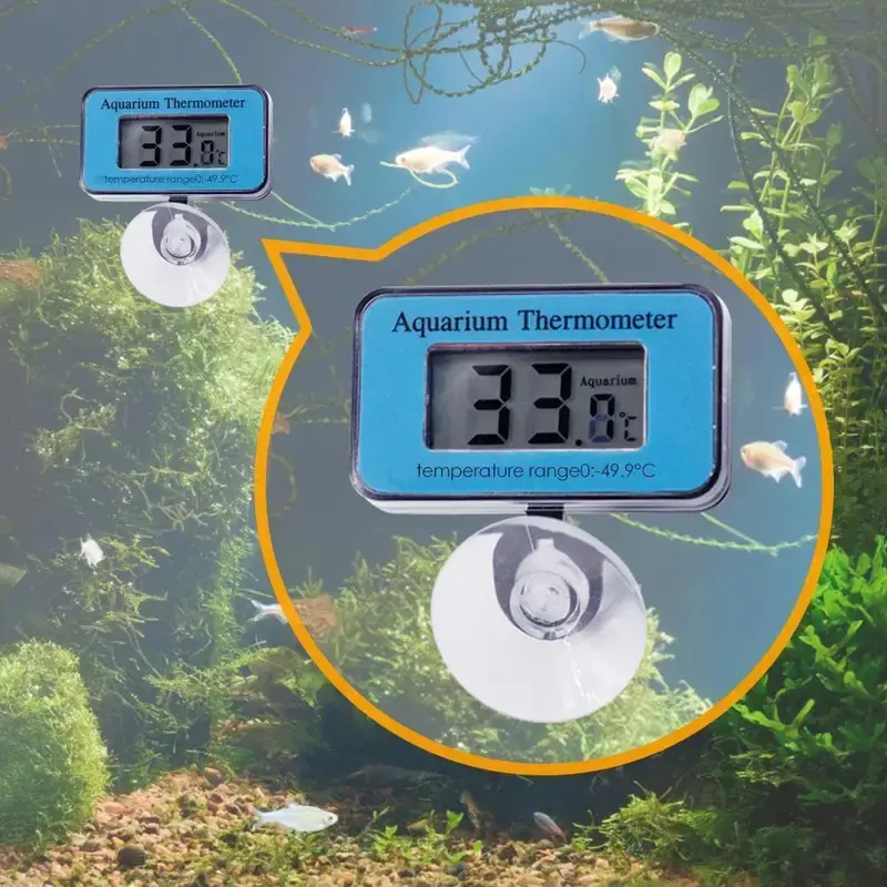 LCD digital aquarium fish tank thermometer, lightweight and portable do not need to be busy don't need to worry about water temperature, meter