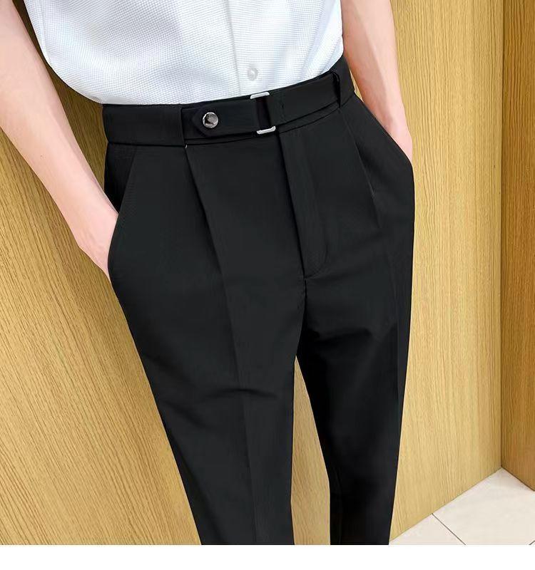 Product Introduction of Quần Âu Nam, Trang Trí Thắt Lưng, Họa Tiết Thiết Kế Mỏng Ôm Vừa Vặn, Thích Hợp Cho Mùa Xuân Và Mùa Hè, Trang Phục Công Sở Trang Trọng, Kiểu Thẳng thụng Quần Thường Ngày 8