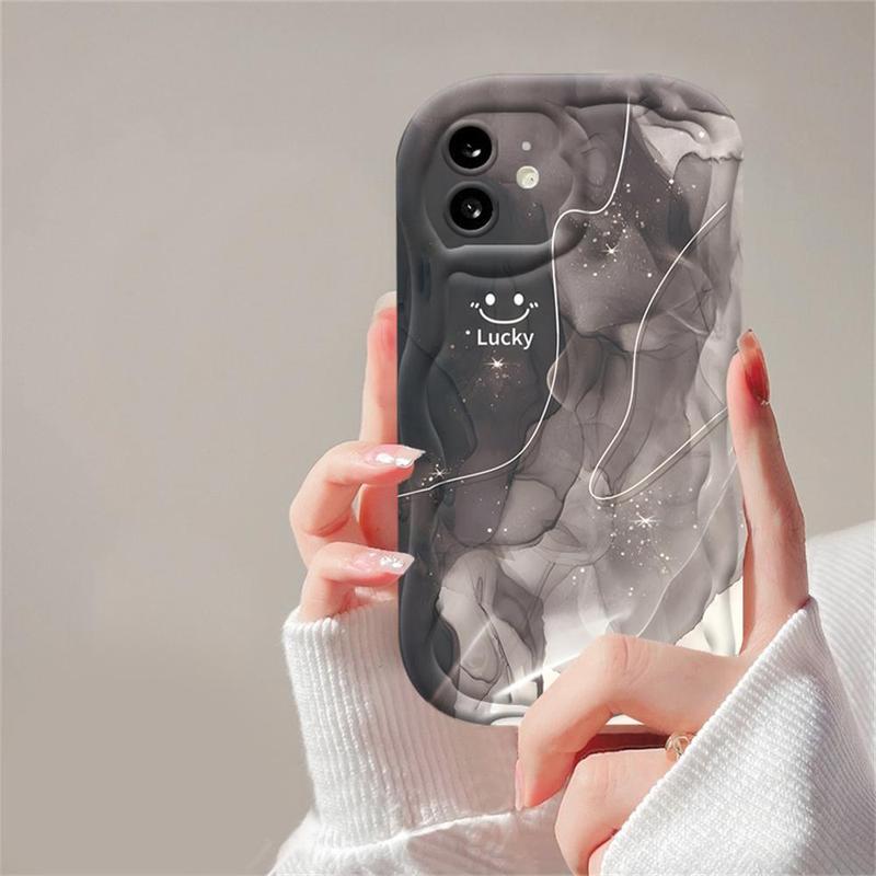 Casing hp ViVO Y27 Y36 Y17S Y16 Y15s Y12S Y02 Y22 Y21 Y20 Y02A Y02T Y35 Y11 Y17 Y15 Y12 Y30i  Y20s Y22s Y21A Y12i Y21s Y15A Y33s Y31 Y51 Y91C Y91 Casing Sampul Lembut Mengkilap Tepi Melengkung Bergelombang 3D Smiley Lucky  MUHAMAD 7
