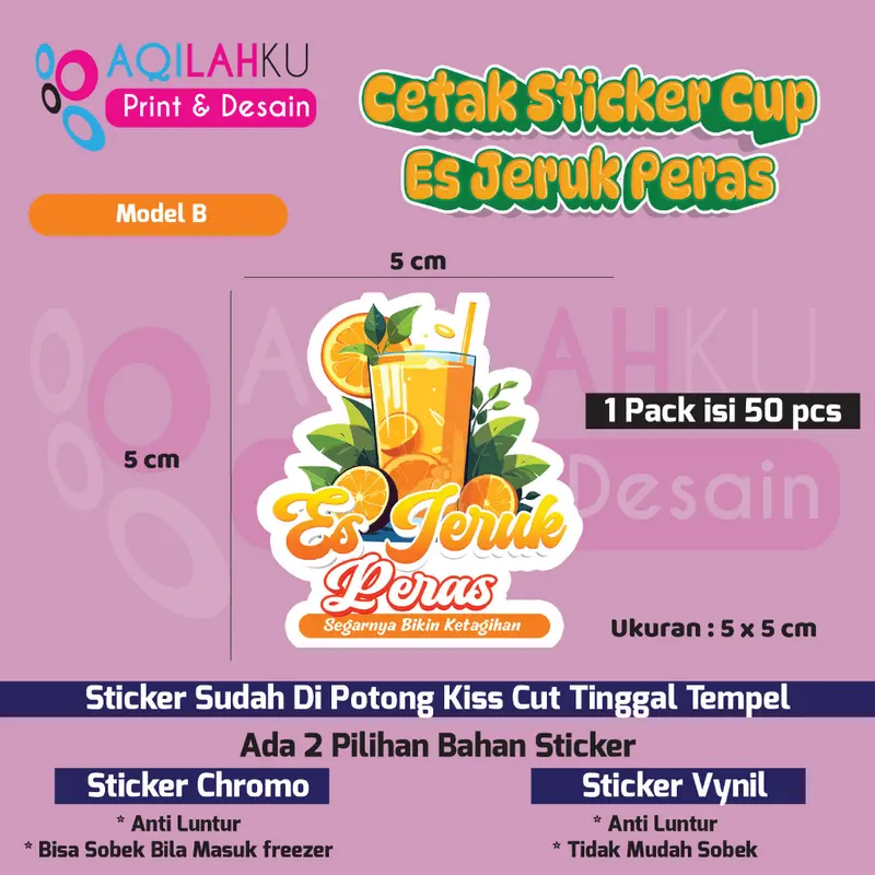 Stiker label cup ES Jeruk Peras  | 1 Pack isi 50 pcs Ready Stock 2
