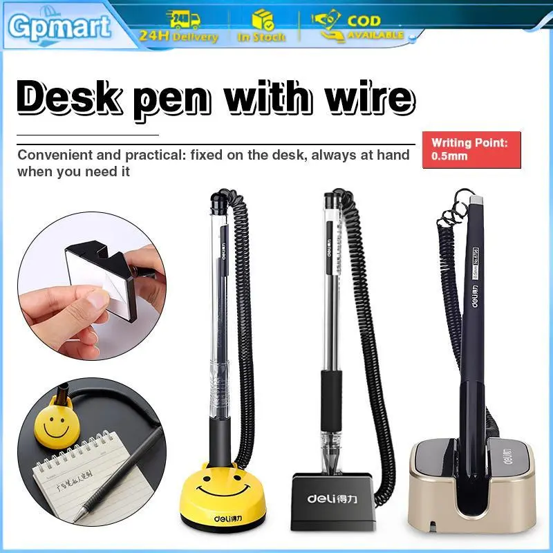 0.5mm Table Top Pen Black Counter Pen with String Office Bank ...
