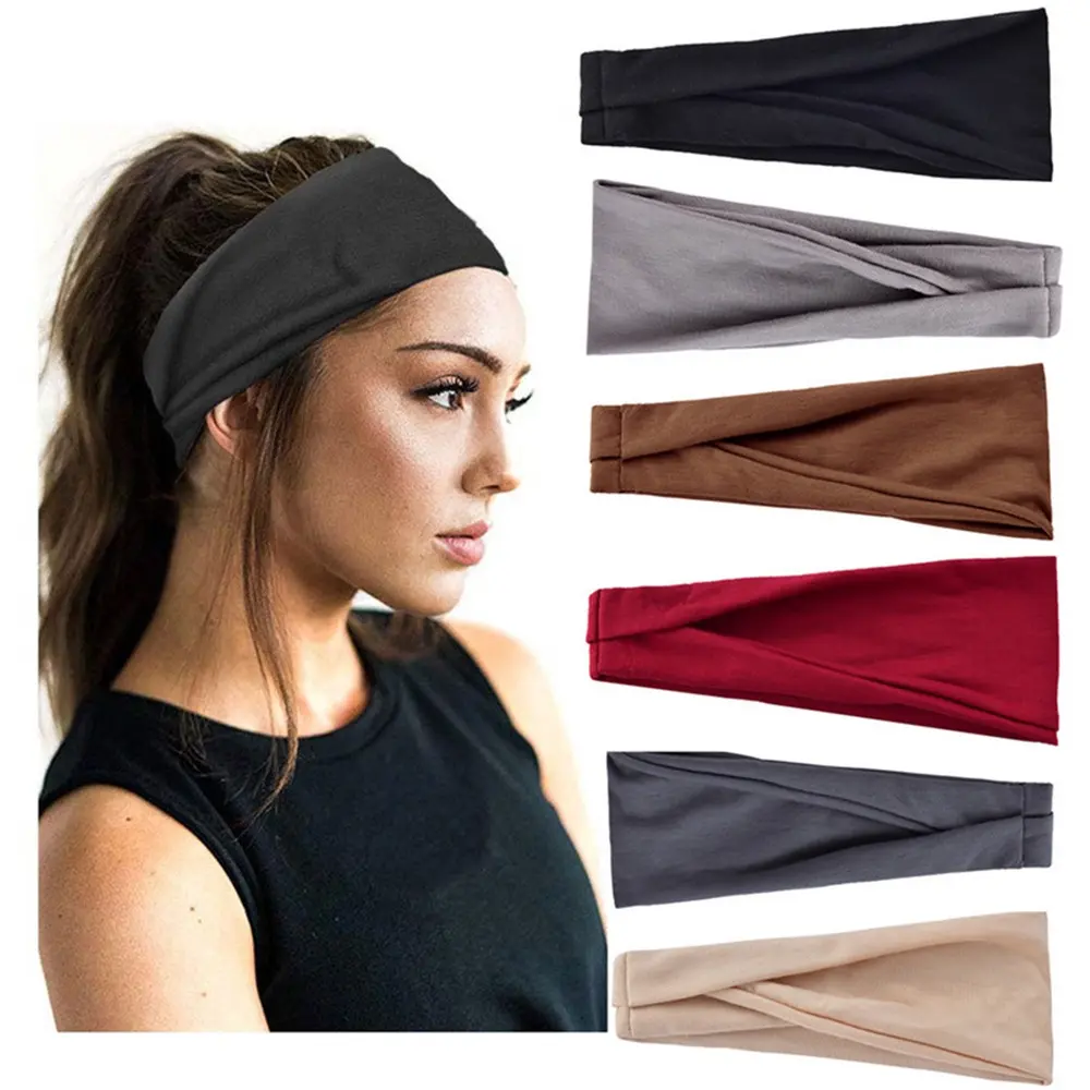 Fitness Elastic Headscarf Solid Color Headband Sport Wide Yoga Sweat Belt Women's/Men's Sport Headband Hair Wear Running