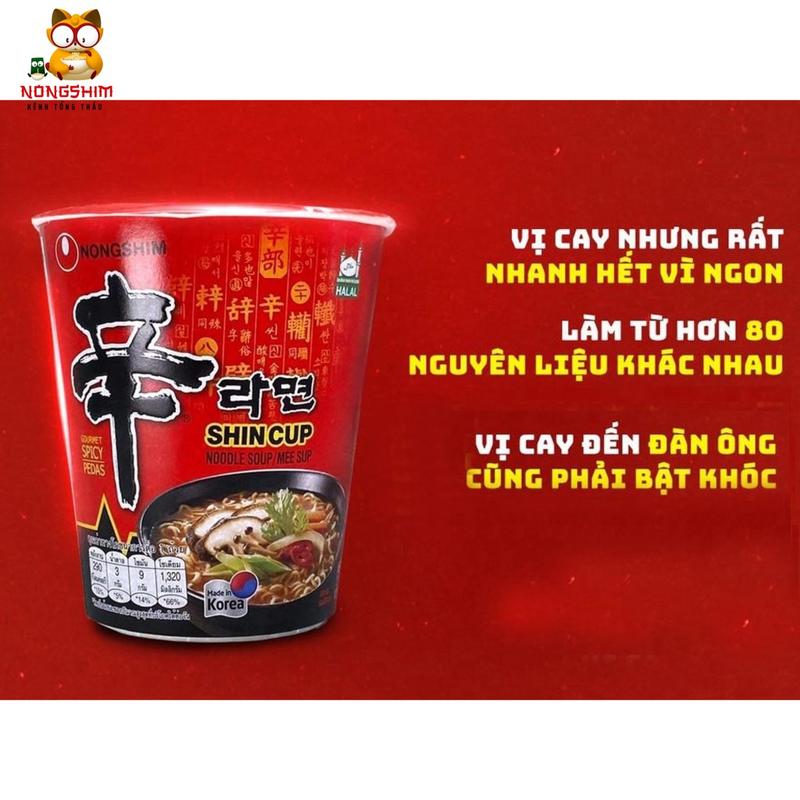 (Thùng 12 Ly) Mì Cay Nongshim Shincup Ly  신라면 컵 68g - Date 12 Tháng 2