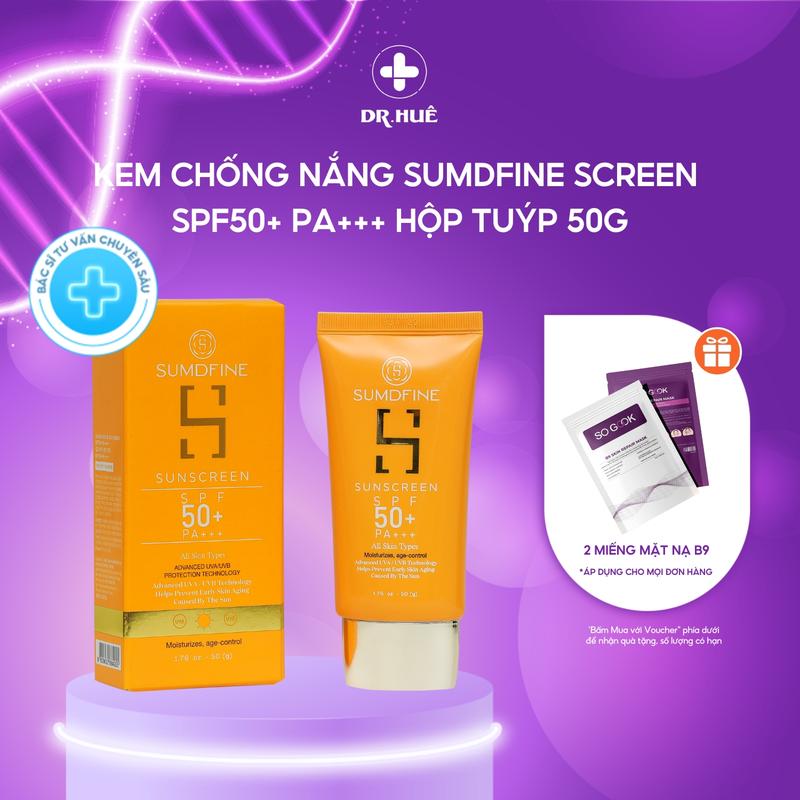  Kem chống nắng Sumdfine Sunscreen SPF 50+ PA+++  50g - Tặng 2 Mặt Nạ SOGOOK 