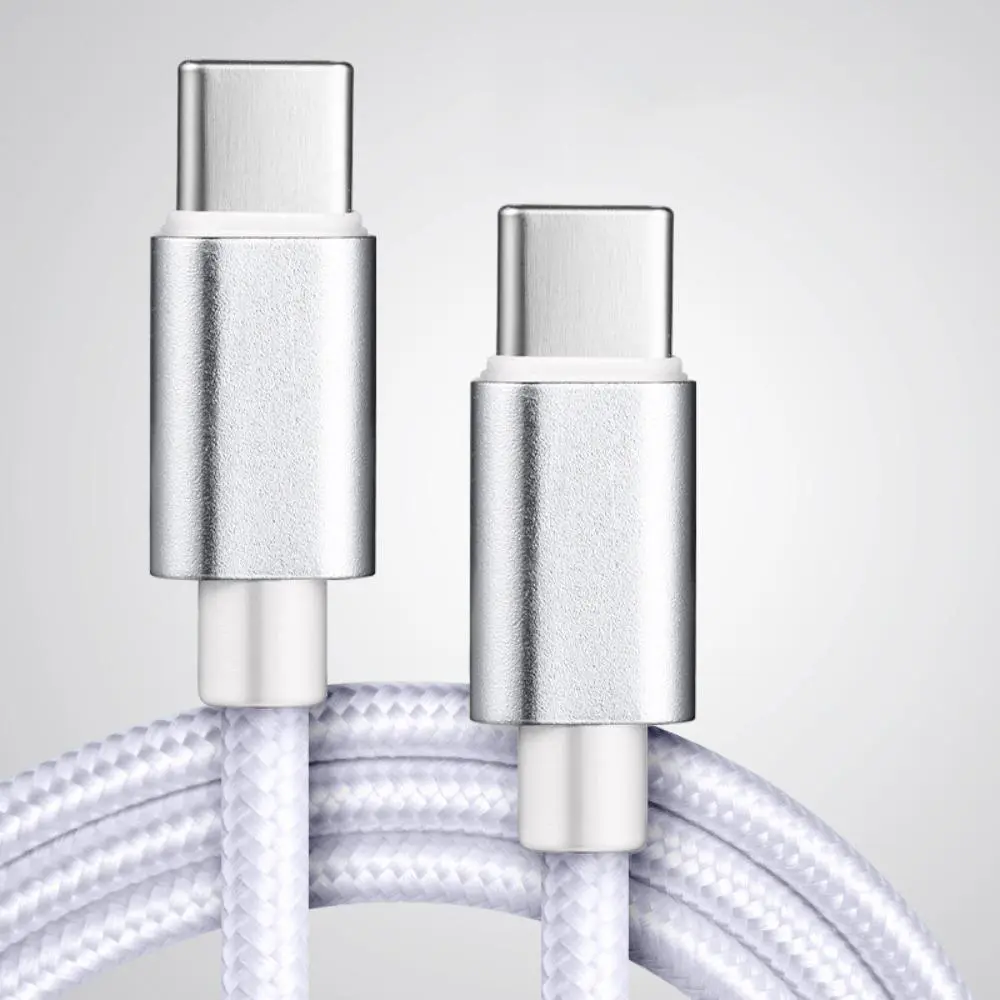1m/2m/3m Type-C To Type-C Data Cable, 1 Count Nylon Dual Type-C Phone Fast Charging Cable, Phone Accessories Compatible with iPhone 15, Samsung, Charger Cord