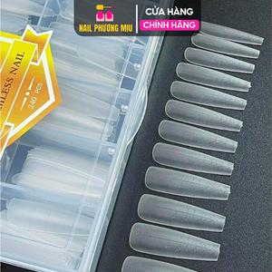 Hộp Móng Úp Chia Vạch Form Thang JNICE 300 Móng Dài Cứng Cáp, Tem Vàng 240 Móng Dẻo Tệp Làm Nail Tiện Lợi Cắt Dũa Dễ Dàng Nữ Women