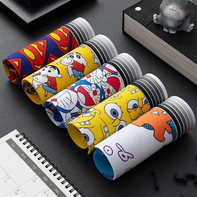 COMBO 5 quần sịp, quần lót nam hoạt hình siêu nhân, doremon ngộ nghĩnh cute Boxer Thun Cotton Menswear quần  lót  nam  su  lạnh 1