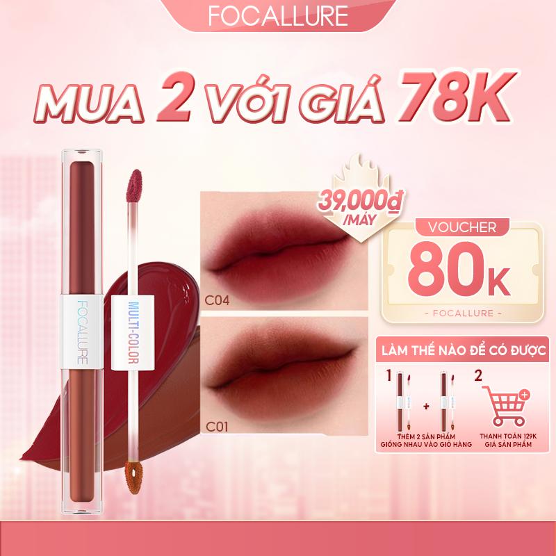 【80K voucher  Focallure Son môi 2 trong 1 dạng thỏi kép bền màu lên màu tự nhiên mềm mịn 2.4g