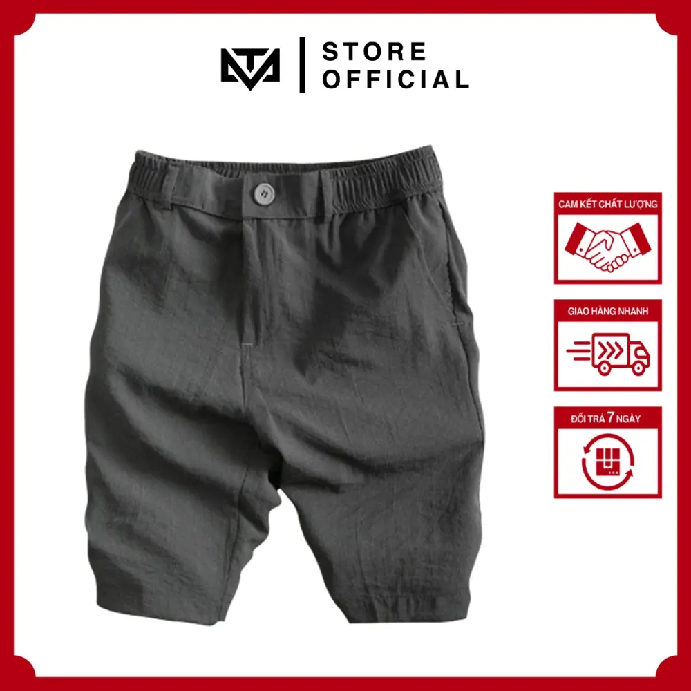 Quần short nam vải đũi cao cấp TOPMEN thoải mái, thoáng khí Menswear Quần Lửng Có Túi