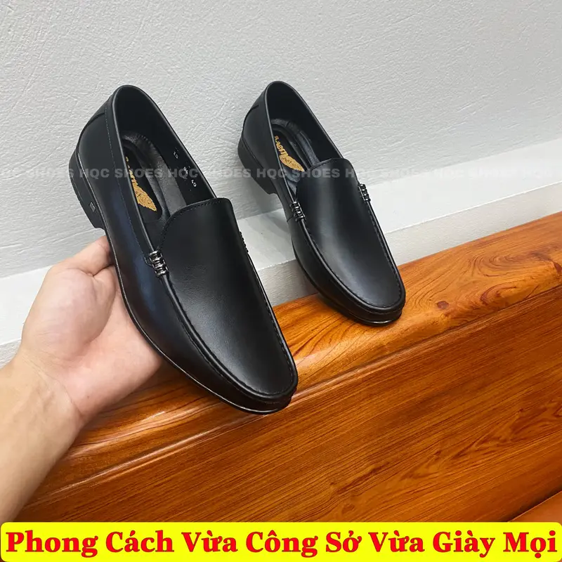 Giày lười nam da bò sáp đế cao su khâu viền chắc chắn HQ0190 Mũi vuông Shoes 7