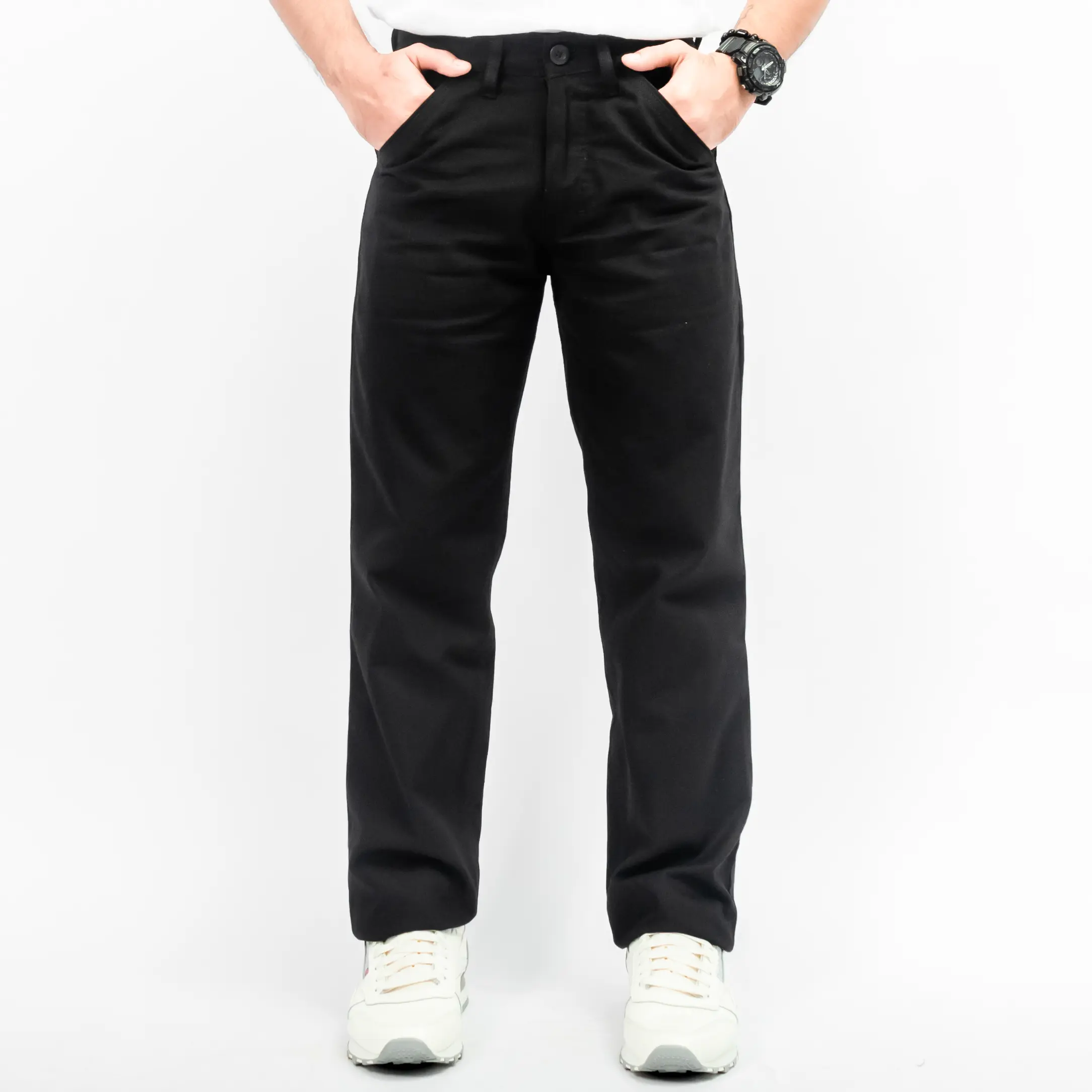 Gizmo - Chino Gombrong Forthright Hitam Loose Celana Oversize Nyaman Pria