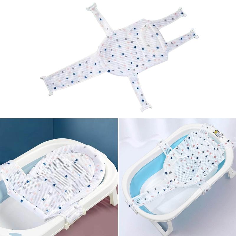 Baby Bath Seat Support Net Infant Bathing Seat Support Mat Adjustable Comfortable Slip Baby Showers Net Bathtub Sit 6