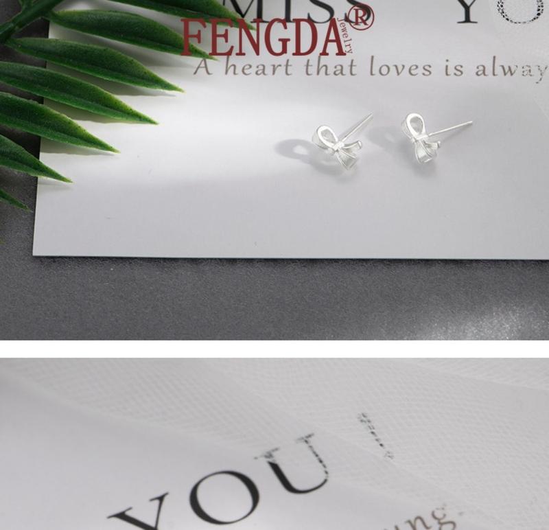 Product Introduction of Cod Bow Stud Earrings Simple Cute Cutout Earrings  MLER585 Gold 21