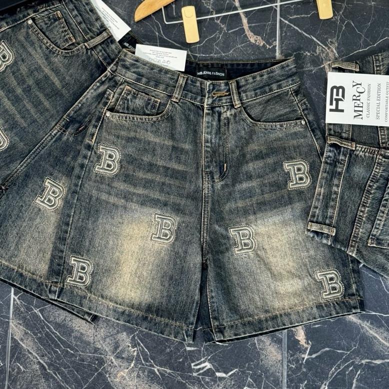 QUẦN JEAN ĐÙI NGỐ THÊU B,JEAN KHÔNG DÃN CHO NỮ