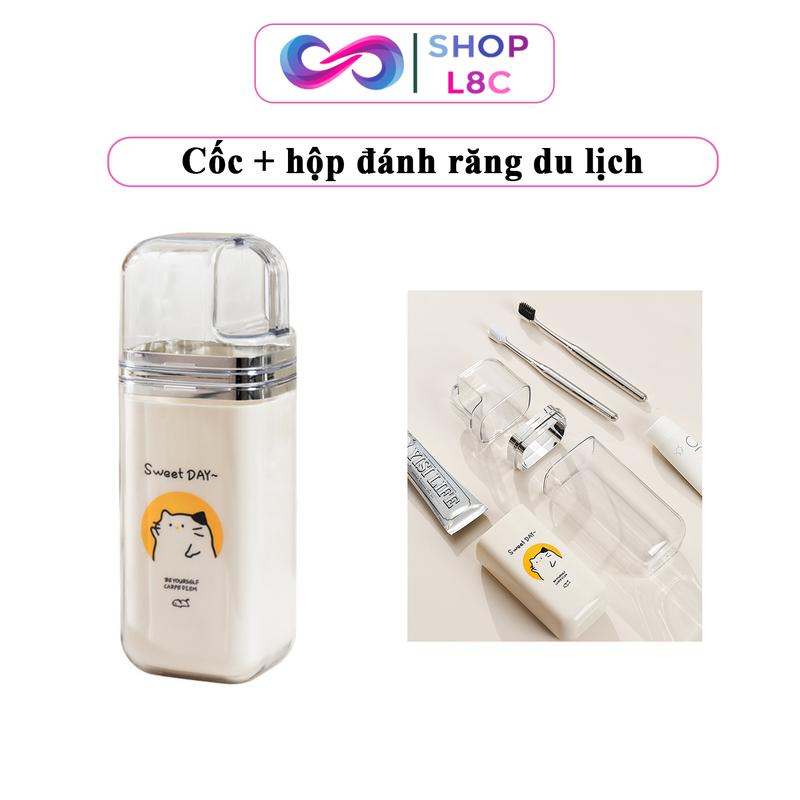 Hộp đựng bàn chải đánh răng du lịch,bộ cốc đánh răng du lịch nhỏ gọn tiện lợi cầm tay mang đi Nhà Tắm ecoco kem