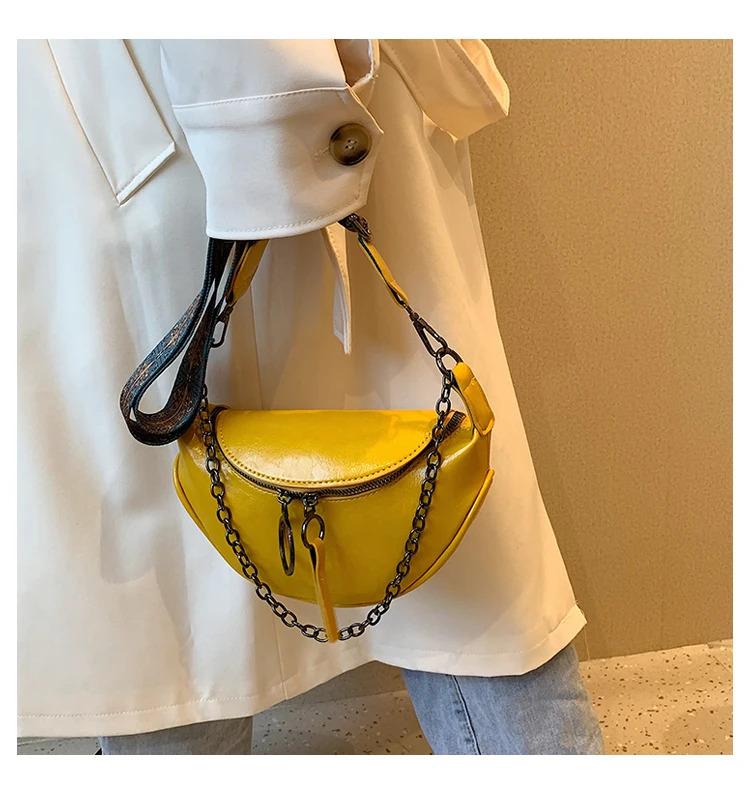 Product Introduction of Fashion saddle waist bag fanny pack luxury leather female belt bags chain handbag purse women retro shoulder crossbody chest bag 30
