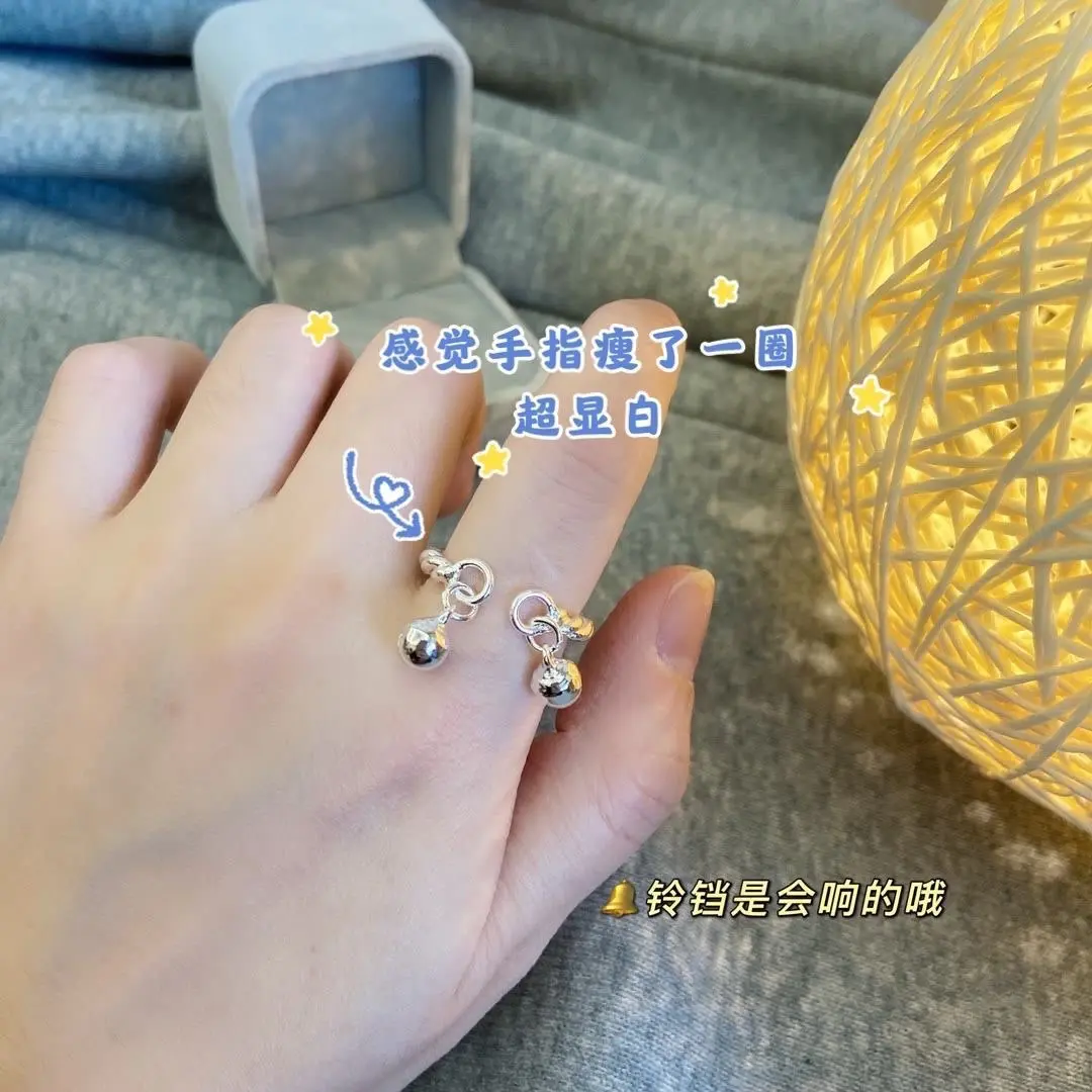 Double bell ring female step ring double palace bell twist line jingle twist ring for girlfriend gift girlfriend fashion ring, JZ111502SG