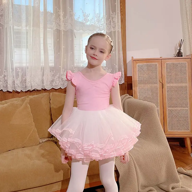 Váy Múa Ba Lê, SH, Dành Cho Bé Gái Và Trẻ Em, Đồ Lót Múa Ba Lê, ngắn Tay, Váy, Làm Bằng Cotton Và Spandex, Thích Hợp Cho Phòng Tập Gym Trẻ Em, # 450322 7