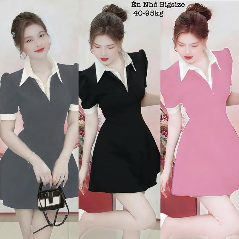Đầm Váy Bigsize Nữ Cổ Bẻ Dáng Ngắn Thiết Kế Đi Tiệc Thanh Lịch Cao Cấp Xinh Đẹp Sang Trọng Dễ Thương Giá Rẻ 40-95kg Top Dress Women