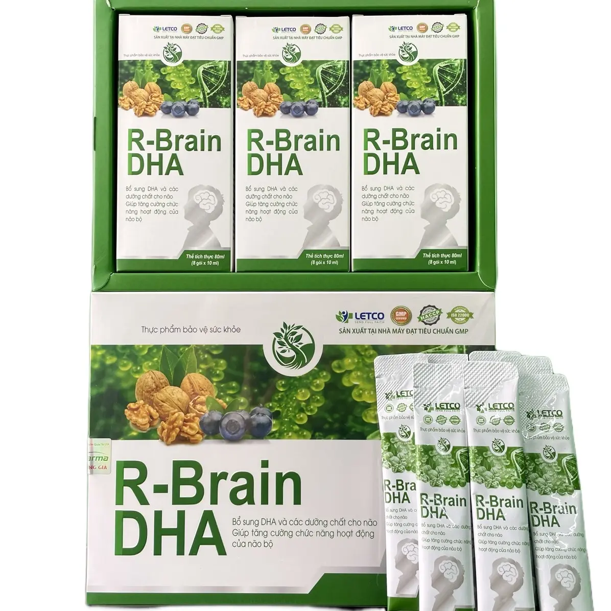 -Bổ não trẻ em R-Brain DHA, Bổ Sung DHA Và Các Dưỡng Chất tốt Cho Não ,Cải Thiện Trí Nhớ Tăng Khả Năng Tập Trung Nhanh Nhẹn, cải thiện thiện học hay quên mất tập trung ở trẻ. 1 Hộp 24 Gói Dạng Siro