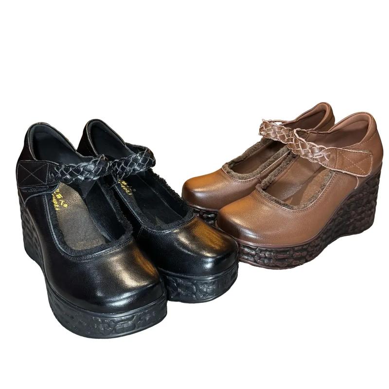 G161 GIÀY NỮ DA BÒ ĐẾ XUỒNG KHẮC CỔ ĐIỂN CAO CẤP Shoes