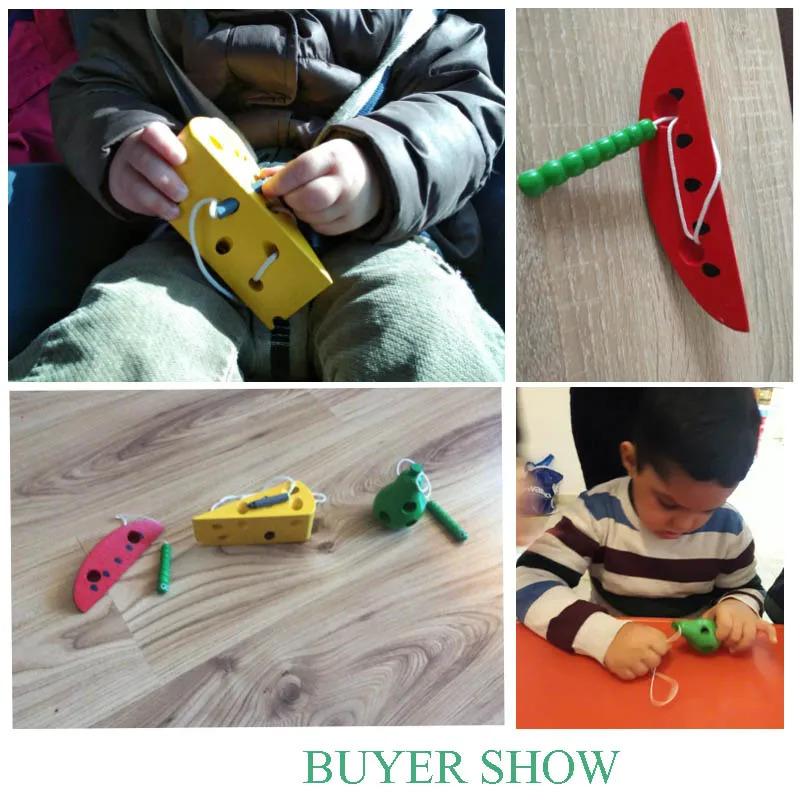 Product Introduction of Montessori Educational Toys Fun Wooden Toys Bugs Eating Fruit Apple Pear Early Education Teaching Aid Toys Gift 6