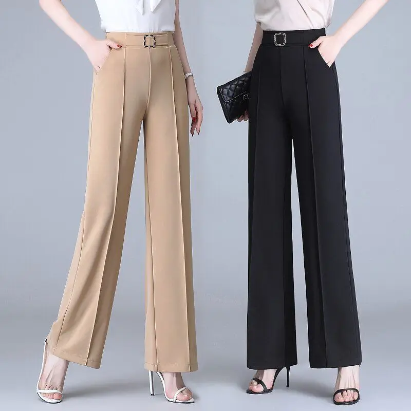 Quần Dài Ống Đứng Dáng Rộng Phù Hợp Với Cạp Cao Cho Nữ, Hàng Mới Về Mùa Xuân Và Mùa Thu 2024, Dáng Rộng Và thụng, Ôm Sát, Quần Thường Ngày Ong Pants