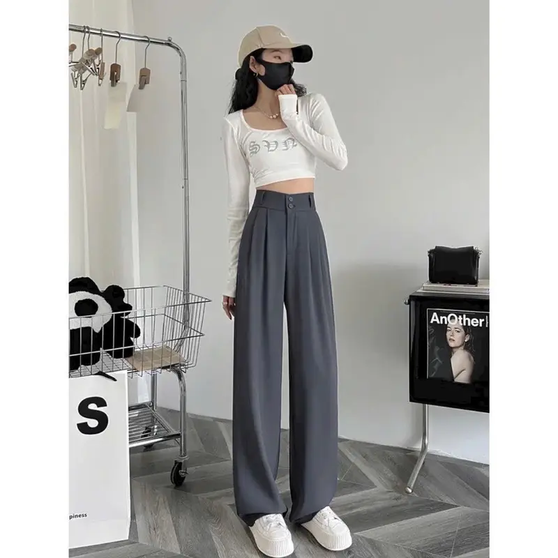 [Xả Combo 2q] Quần ống rộng lưng cao 2khuy , Vải tuyết mưa hàng đẹp Pants Nữ 3