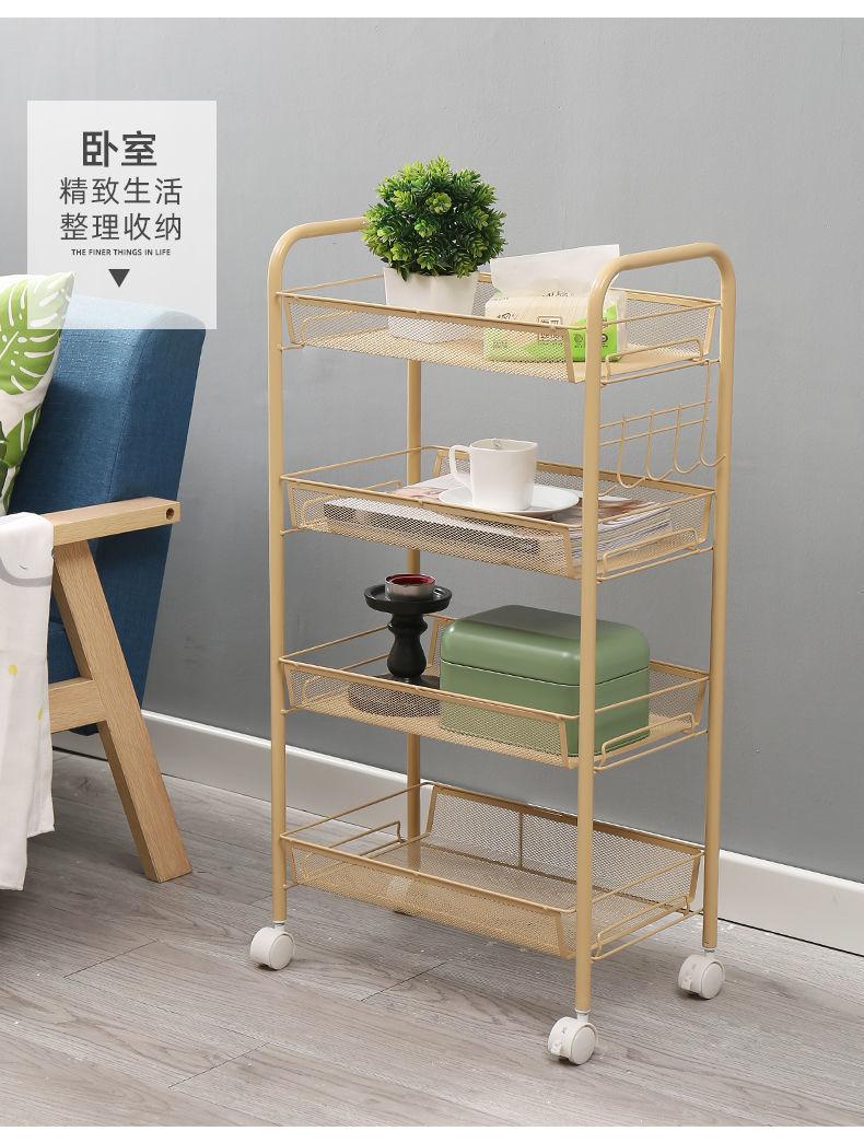 Product Introduction of Trolley Multi-Layer Storage Rack Floor Storage Rack Bathroom with Wheels Trolley Multi-Functional Toy Snack Storage Rack 6