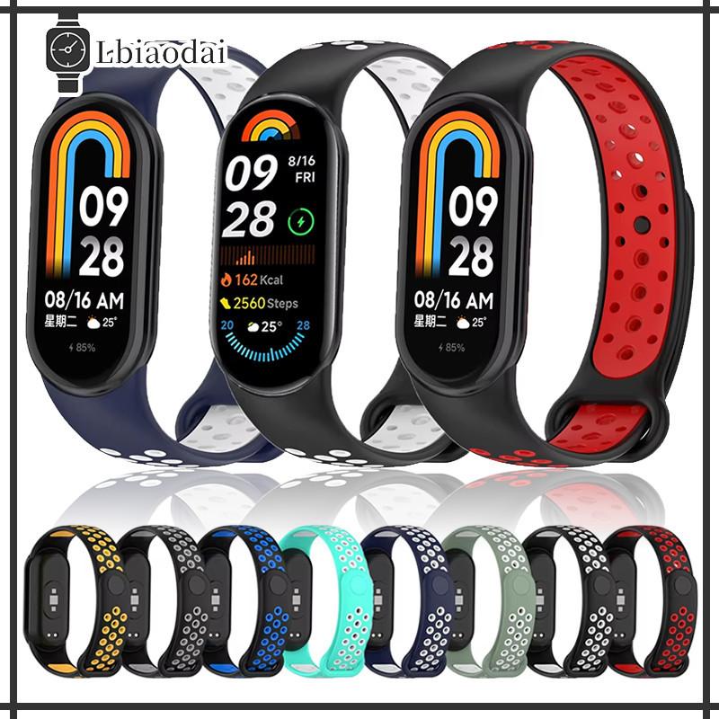 สายซิลิโคนนุ for Xiaomi Mi Band 10 / Mi Band 9 / Mi Band 8 สายรัดข้อมือกีฬาสองสีซิลิโคนสายคล้องคอ fo