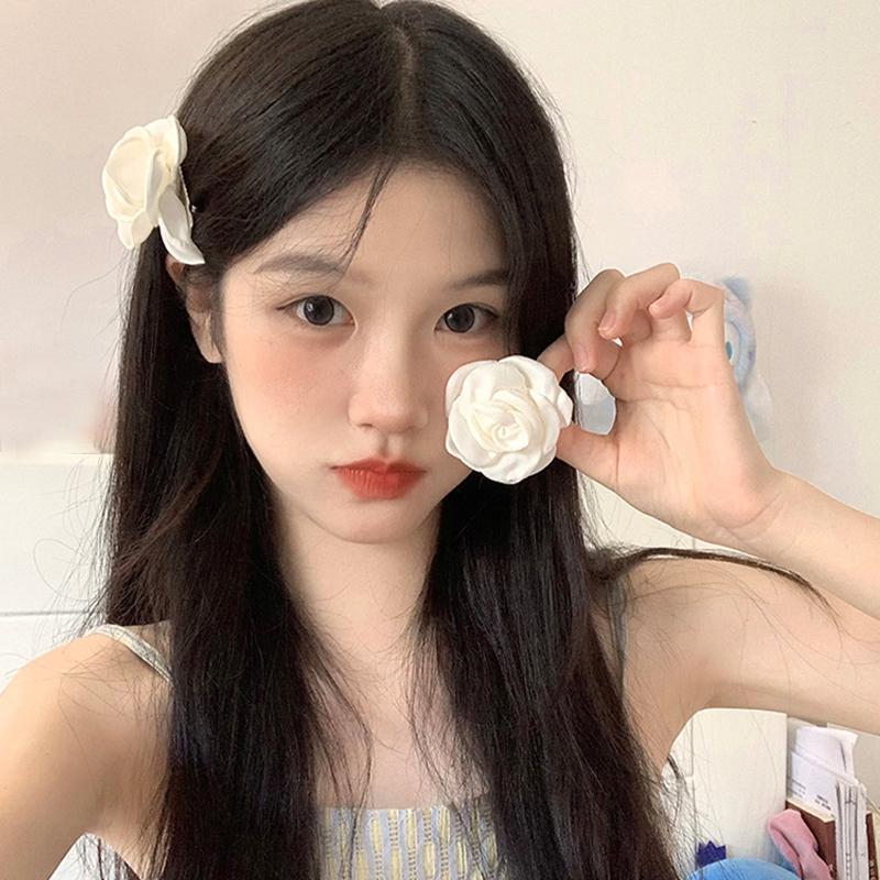Product Introduction of White Flower Hair Clips Elegant Camellia Hair Pins Barrettes French Hair Accessories for Women 25