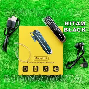 ORIGINAL K1 Wireless Bluetooth Best Seller Taiwan Headset earphone Bluetooth Warna Hitam Waktu Siaga Panjang Headset Bluetooth Ready Stok