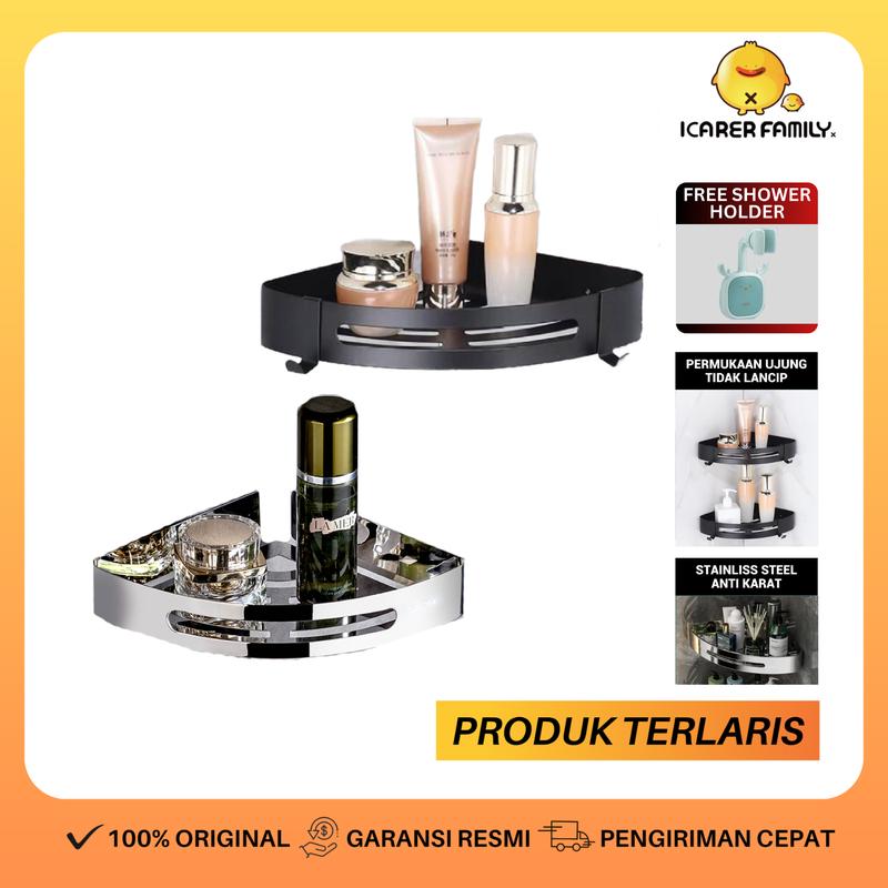 Icarer Family   Rak Sabun Sudut  Rak Kamar Mandi Dinding Stainless Steel Rak Gantung Toilet Aluminium Aluminium 1