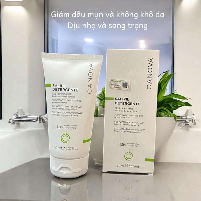 Sữa Rửa Mặt CANOVA Kiểm Soát Dầu Sạch Sâu Từ Châu Âu Canova Salipil Detergente 150ml - KIKIDA da khỏe đẹp Nữ Skincare Women Cho Bé 6