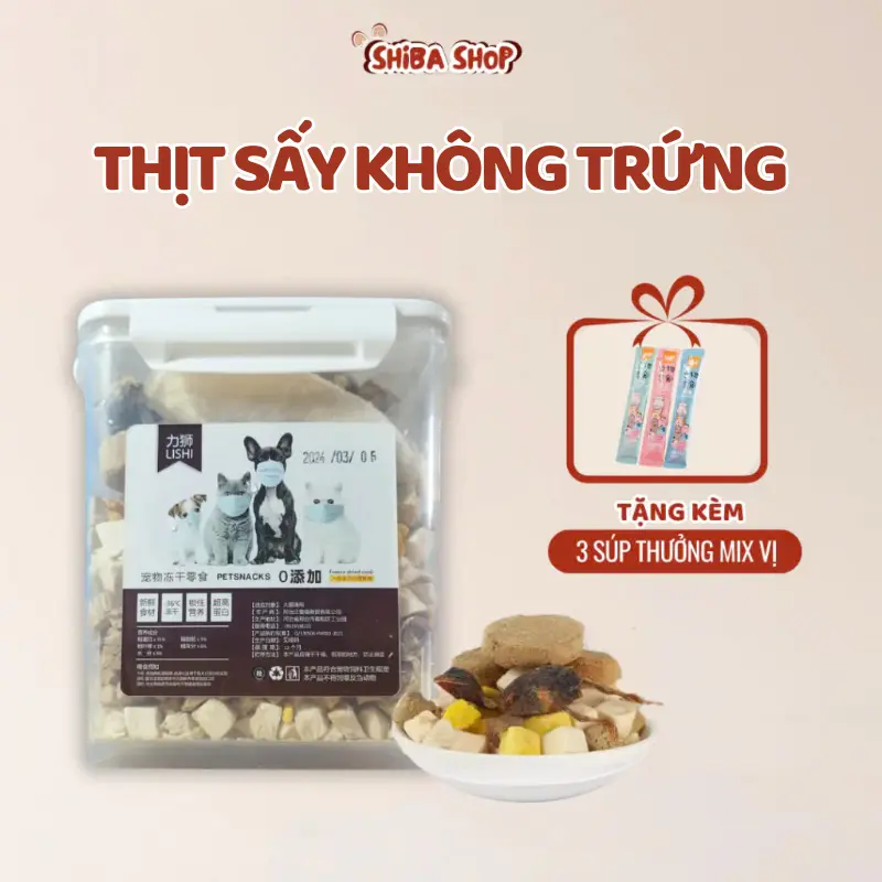 [KHÔNG TRỨNG] Thịt Sấy Lishi Hộp Cao Cấp Không Trứng Dành Cho Chó Mèo Giảm Rụng Lông 680g – shibashop.vn