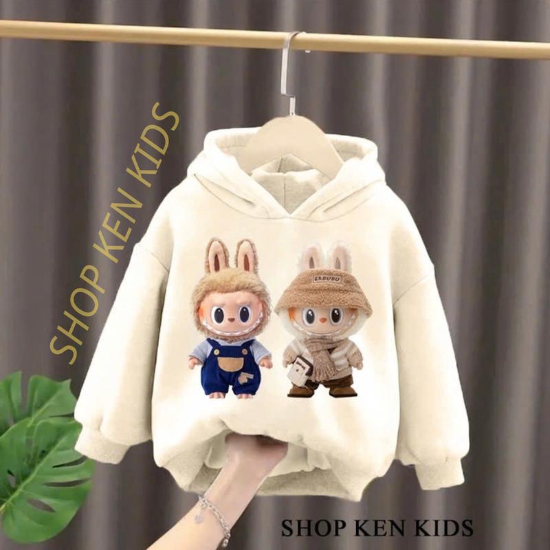 Áo nỉ hoodie dành cho bé trai và bé gái từ 9-45 kg mẫu ĐÔI BẠN THÂN LABUBU chất liệu nỉ. 6