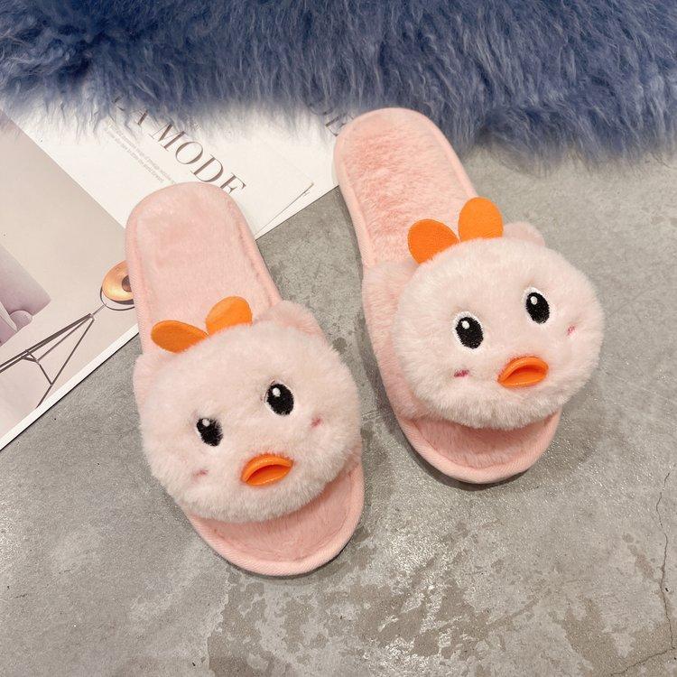 Dép bông vịt 3D đi trong nhà giữ ấm chân đế cao su chống trơn - D187