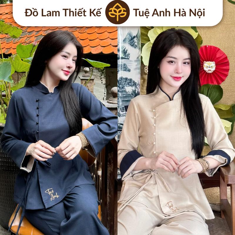 [TUỆ ANH] Bộ pháp phục đồ lam đi chùa cổ tàu vạt hò vải đũi tằm cao cấp sang trọng thanh lịch Women Áo