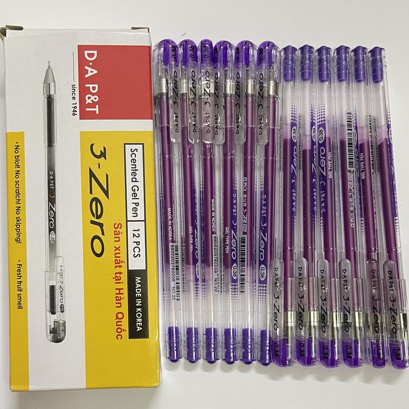 BÚT GEL 3-ZERO TÍM HÀN QUỐC ( hộp 12 cây )