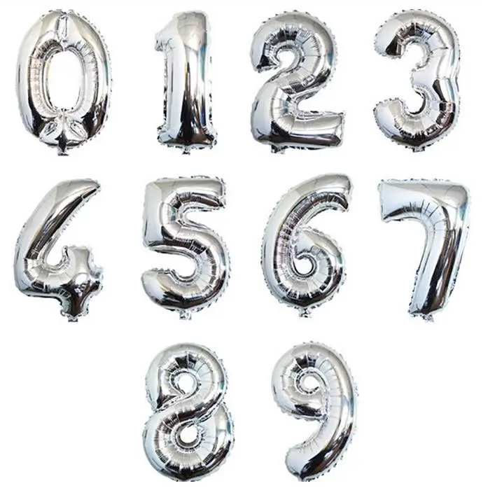 Balon Foil Angka Jumbo 80cm Silver