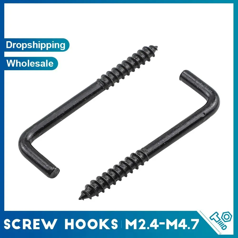 10 PCS Tool Steel L Shaped Hooks Black Spiral Screw in Ceiling Hooks Seven Models Right Angle Spiral Hanger Hook Cabinet