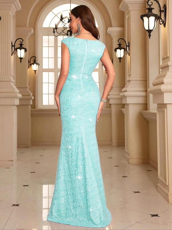 Women's Glitter Sequins Mermaid Evening Dress, Elegant Sleeveless Fish Tail Party Gown, Ladies Clothes for All Seasons 7