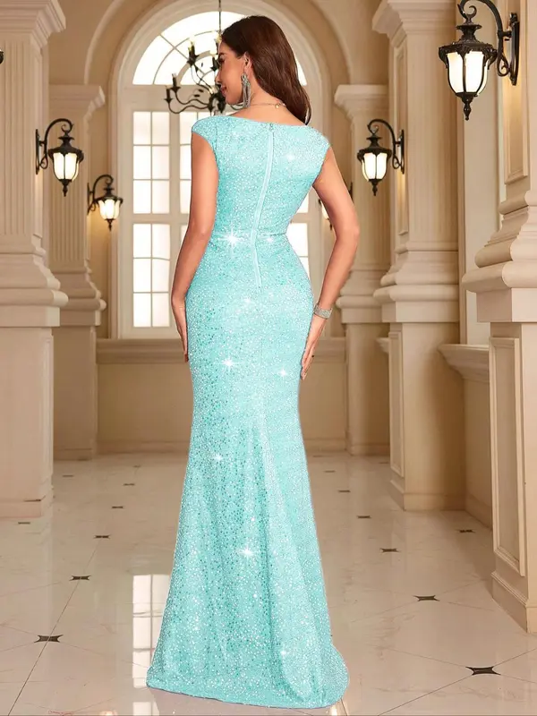 Women's Glitter Sequins Mermaid Evening Dress, Elegant Sleeveless Fish Tail Party Gown, Ladies Clothes for All Seasons 7