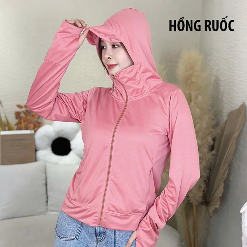 Áo chống nắng nữ 1 lớp thông hơi, áo nắng nữ siêu mát co giãn 4 chiều chống uv cản gió bụi 0