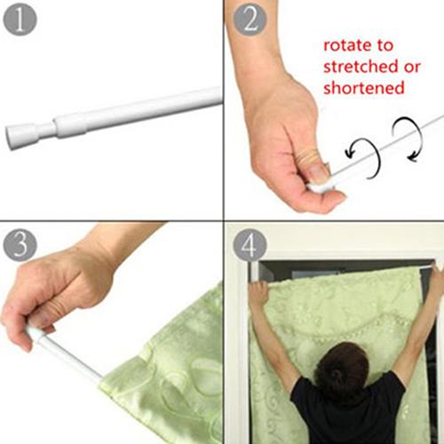 Carbon Steel Adjustable Rod Tension Home Bathroom Curtain Extensible Rod Hanger 3