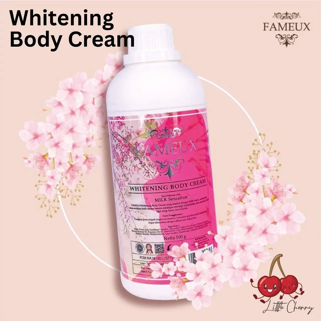 Fameux Whitening Body Cream 250ml / 500ml Extract Mencerahkan